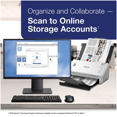 Epson DS-410 Document Scanner, 1200 dpi, 8 1/2" x 120", 26 ppm