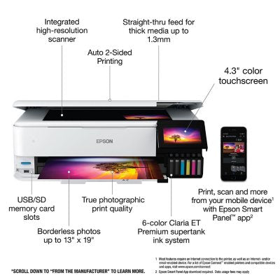 Epson EcoTank Photo ET-8550 Supertank Special Edition All-in-One Inkjet Printer, EPSC11CJ21201C