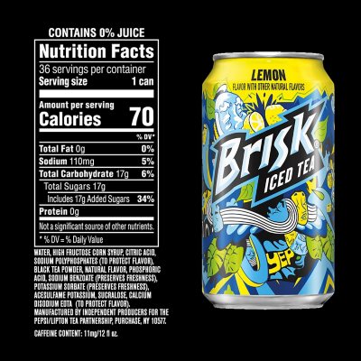 Lipton Brisk Lemon Iced Tea 12 oz., 36 pk.