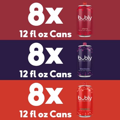 Bubly Berry Sparkling Water Variety Pack 12 fl. oz., 24 pk.