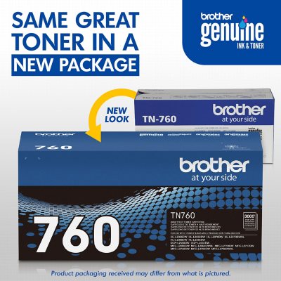 Brother TN760 High-Yield Toner, Black - Save $5 with purchase of Member's Mark Multipurpose Copy Paper Case
