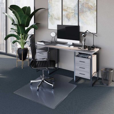 ES RobbinsÃÂ® Multi-Task Series AnchorBar Chair Mat for Carpet up to 0.38", 45 x 53, Clear