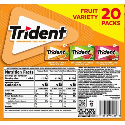 Trident Fruit Variety Pack, Sugar Free Gum, 14 pcs., 20 pk.