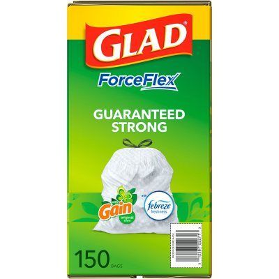 Glad ForceFlex 13-Gallon Kitchen Trash Bags, Gain Original Scent + Febreze, 150 ct.