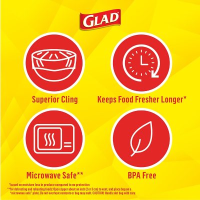 Glad Cling Ã¢ÂÂN Seal Clear Plastic Food Wrap 400 sq. ft./roll, 2 rolls