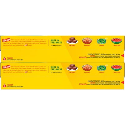 Glad Cling Ã¢ÂÂN Seal Clear Plastic Food Wrap 400 sq. ft./roll, 2 rolls