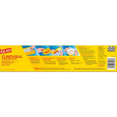 Glad Cling Ã¢ÂÂN Seal Clear Plastic Food Wrap 400 sq. ft./roll, 2 rolls