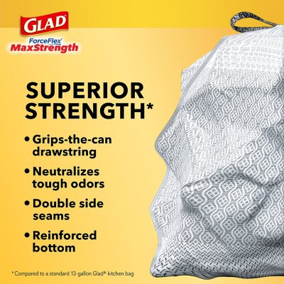 Glad ForceFlex Tall Kitchen Trash Bags With Clorox, Lemon Fresh Bleach Scent 13 gal., 120 ct.