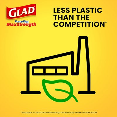 Glad ForceFlex Tall Kitchen Trash Bags With Clorox, Lemon Fresh Bleach Scent 13 gal., 120 ct.