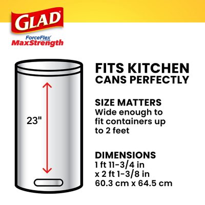 Glad ForceFlex Tall Kitchen Trash Bags With Clorox, Lemon Fresh Bleach Scent 13 gal., 120 ct.