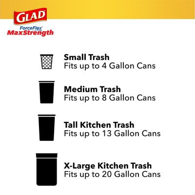 Glad ForceFlex Tall Kitchen Trash Bags With Clorox, Lemon Fresh Bleach Scent 13 gal., 120 ct.