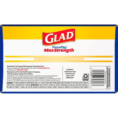 Glad ForceFlex Tall Kitchen Trash Bags With Clorox, Lemon Fresh Bleach Scent 13 gal., 120 ct.