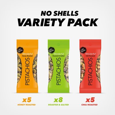 Wonderful No Shells Variety Pack Pistachios, 0.75 oz., 18 pk.
