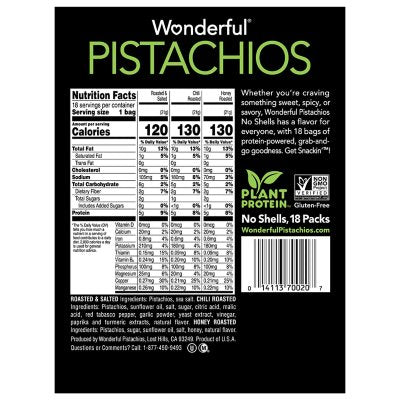 Wonderful No Shells Variety Pack Pistachios, 0.75 oz., 18 pk.