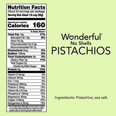 Wonderful Shelled Roasted Salted Pistachios, 24 oz.