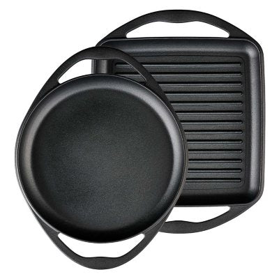 Tramontina Pre-Seasoned Cast Iron Grill and Griddle Set, 2 Pack