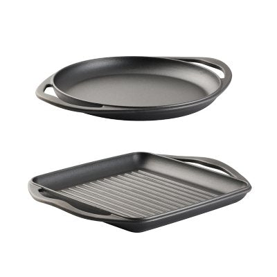 Tramontina Pre-Seasoned Cast Iron Grill and Griddle Set, 2 Pack