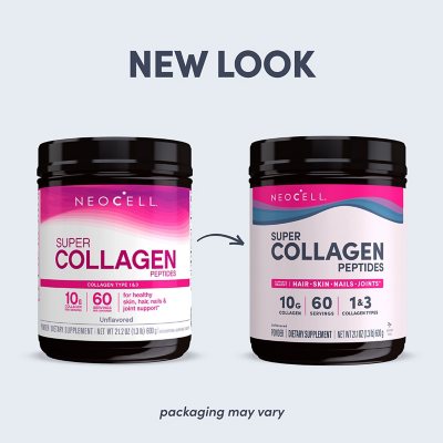 NeoCell Super Collagen Peptides, Unflavored Powder, Collagen Type 1 & 3 21.2 oz.