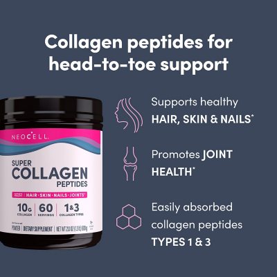 NeoCell Super Collagen Peptides, Unflavored Powder, Collagen Type 1 & 3 21.2 oz.