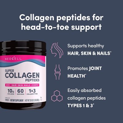 NeoCell Super Collagen Peptides, Unflavored Powder, Collagen Type 1 & 3 21.2 oz.