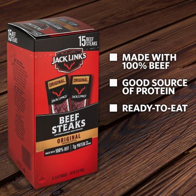 Jack LinkÃ¢ÂÂs Original Tender Style Beef Steak, 15 pk.