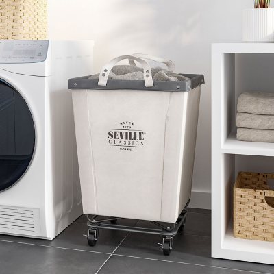 Seville Classics Commercial Heavy-Duty Rolling Laundry Hamper, 18.25" W x 18.25" D x 27.5" H