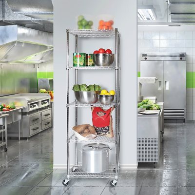 Seville Classics NSF 5-Tier Steel Wire Shelving, 24" x 18" x 72" H