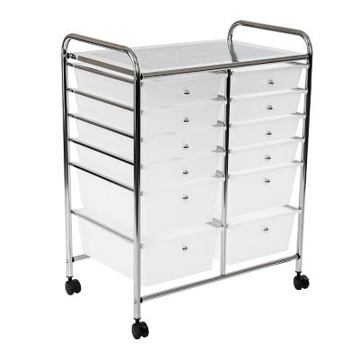 Seville Classics 12-Drawer Rolling Organizer Cart, 25.2" W x 15.2" D x 31.7" H