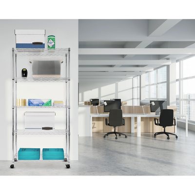 Seville Classics 5-Tier Steel Wire Shelving, 30" W x 14" D x 61.5" H