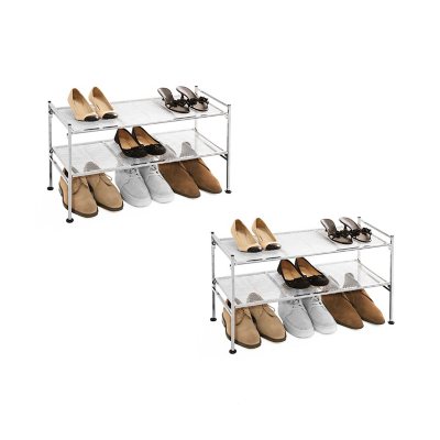 Seville Classics 2-Tier Steel Mesh Utility Shoe Rack, 26.25" W x 11.75" D x 15.75" H