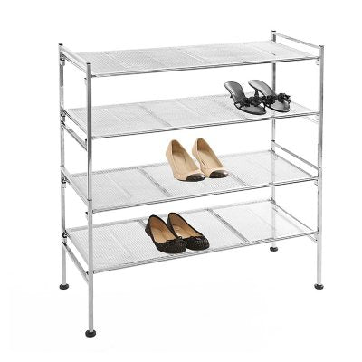 Seville Classics 2-Tier Steel Mesh Utility Shoe Rack, 26.25" W x 11.75" D x 15.75" H