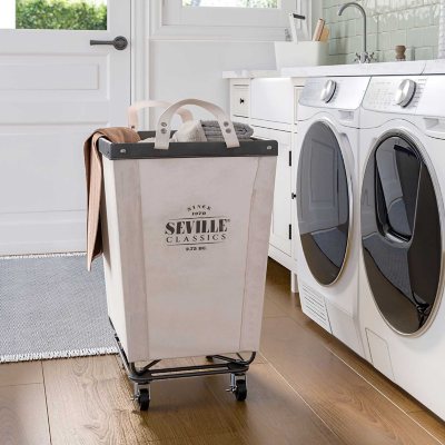 Seville Classics Commercial Heavy-Duty Rolling Laundry Hamper, 16" W x 22" D x 27" H