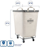 Seville Classics Commercial Heavy-Duty Rolling Laundry Hamper, 16" W x 22" D x 27" H