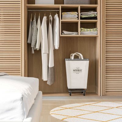 Seville Classics Commercial Heavy-Duty Rolling Laundry Hamper, 16" W x 22" D x 27" H