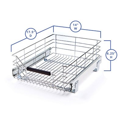 Seville Classics Steel Shelf & Cabinet Sliding Drawer Organizer, 14"W x 17.5"D x 6.25"H