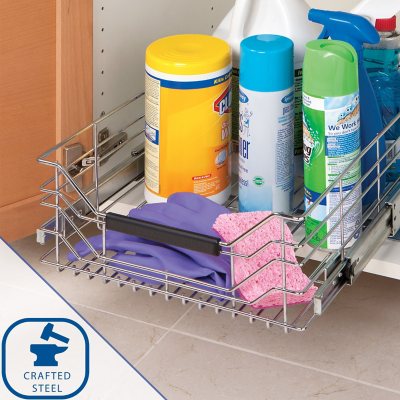 Seville Classics Steel Shelf & Cabinet Sliding Drawer Organizer, 14"W x 17.5"D x 6.25"H