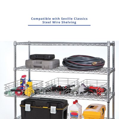 Seville Classics Steel Shelf & Cabinet Sliding Drawer Organizer, 14"W x 17.5"D x 6.25"H