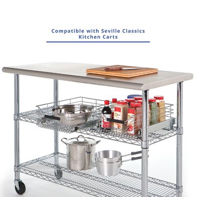 Seville Classics Steel Shelf & Cabinet Sliding Drawer Organizer, 14"W x 17.5"D x 6.25"H