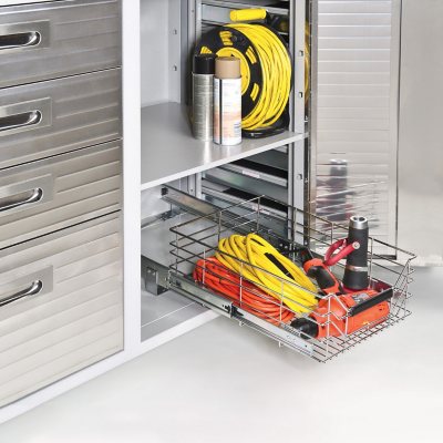 Seville Classics Steel Shelf & Cabinet Sliding Drawer Organizer, 14"W x 17.5"D x 6.25"H
