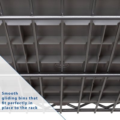 Member's Mark Steel Commercial Bin Rack With Wheels, 22 Bins, 36" W x 14" D x 56" H