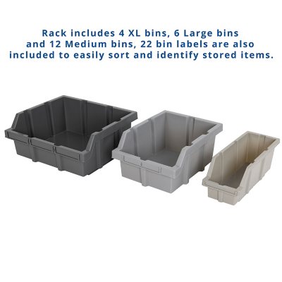 Member's Mark Steel Commercial Bin Rack With Wheels, 22 Bins, 36" W x 14" D x 56" H