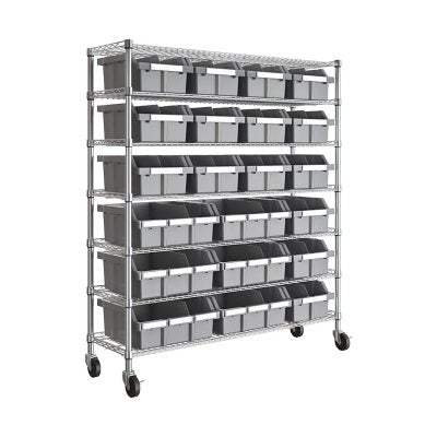 Seville Classics Extra Wide 7-Tier NSF 21-Bin Rack, 48" W x 14" D x 56" H