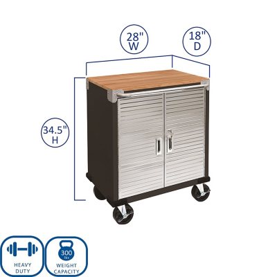 Seville Classics UltraHD 2 Door Rolling Cabinet, 28" W x 18Ã¢ÂÂ D x 34.5" H