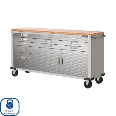 Seville Classics UltraHD 11 Drawer Rolling Workbench, 77" W x 20" D x 37.5" H