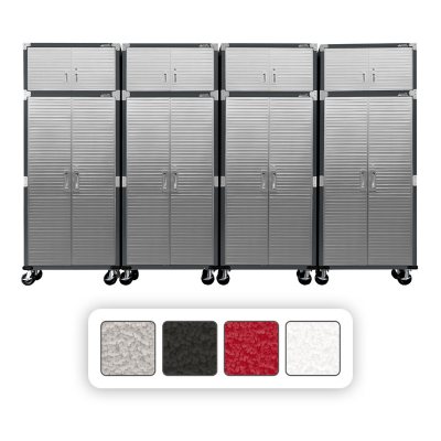 Seville Classics UltraHD 8-Piece Rolling Steel Garage Storage Cabinet With Stacker Set, 12 Feet Wide