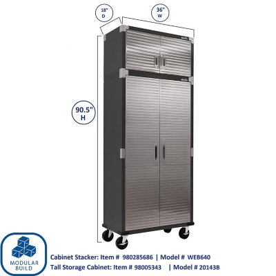 Seville Classics UltraHD 8-Piece Rolling Steel Garage Storage Cabinet With Stacker Set, 12 Feet Wide