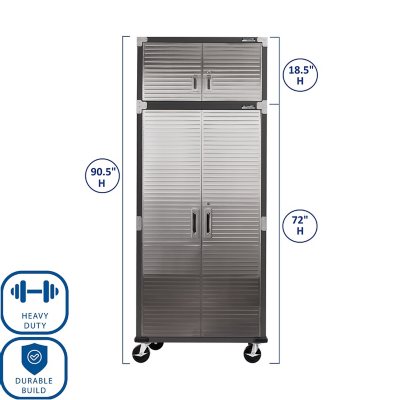 Seville Classics UltraHD 8-Piece Rolling Steel Garage Storage Cabinet With Stacker Set, 12 Feet Wide
