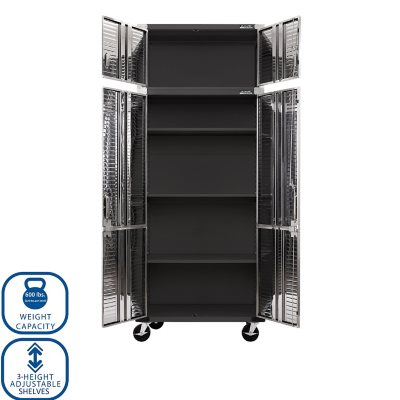 Seville Classics UltraHD 8-Piece Rolling Steel Garage Storage Cabinet With Stacker Set, 12 Feet Wide