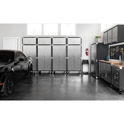 Seville Classics UltraHD 8-Piece Rolling Steel Garage Storage Cabinet With Stacker Set, 12 Feet Wide