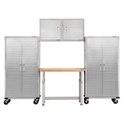 Seville Classics UltraHDÃÂ® 5-Piece Steel Garage Cabinet Storage Set With Height Adjustable Workbench, 10 Feet Wide